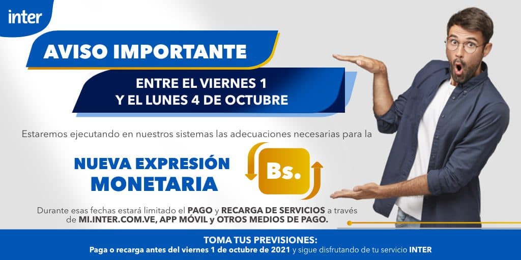 Inter limitará pagos y recargas en su plataforma desde el 1 al 4 de octubre