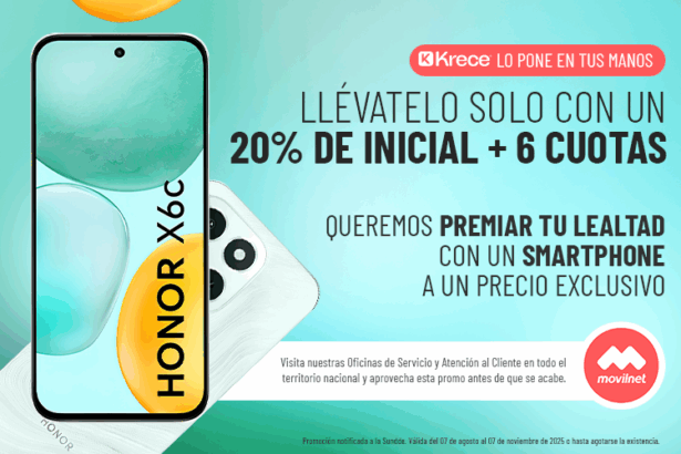 Movilnet te ofrece el Honor X6C con la promo "tu fidelidad tiene premio"