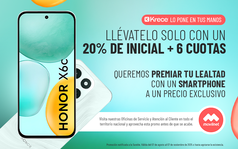 Movilnet te ofrece el Honor X6C con la promo "tu fidelidad tiene premio"